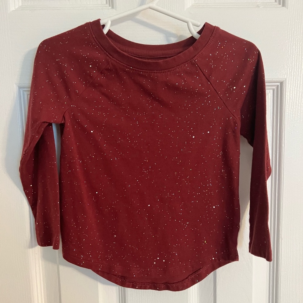 Cat and Jack maroon sparkle shirt
